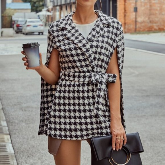 Houndstooth Cape Jacket - Picture 3 of 9